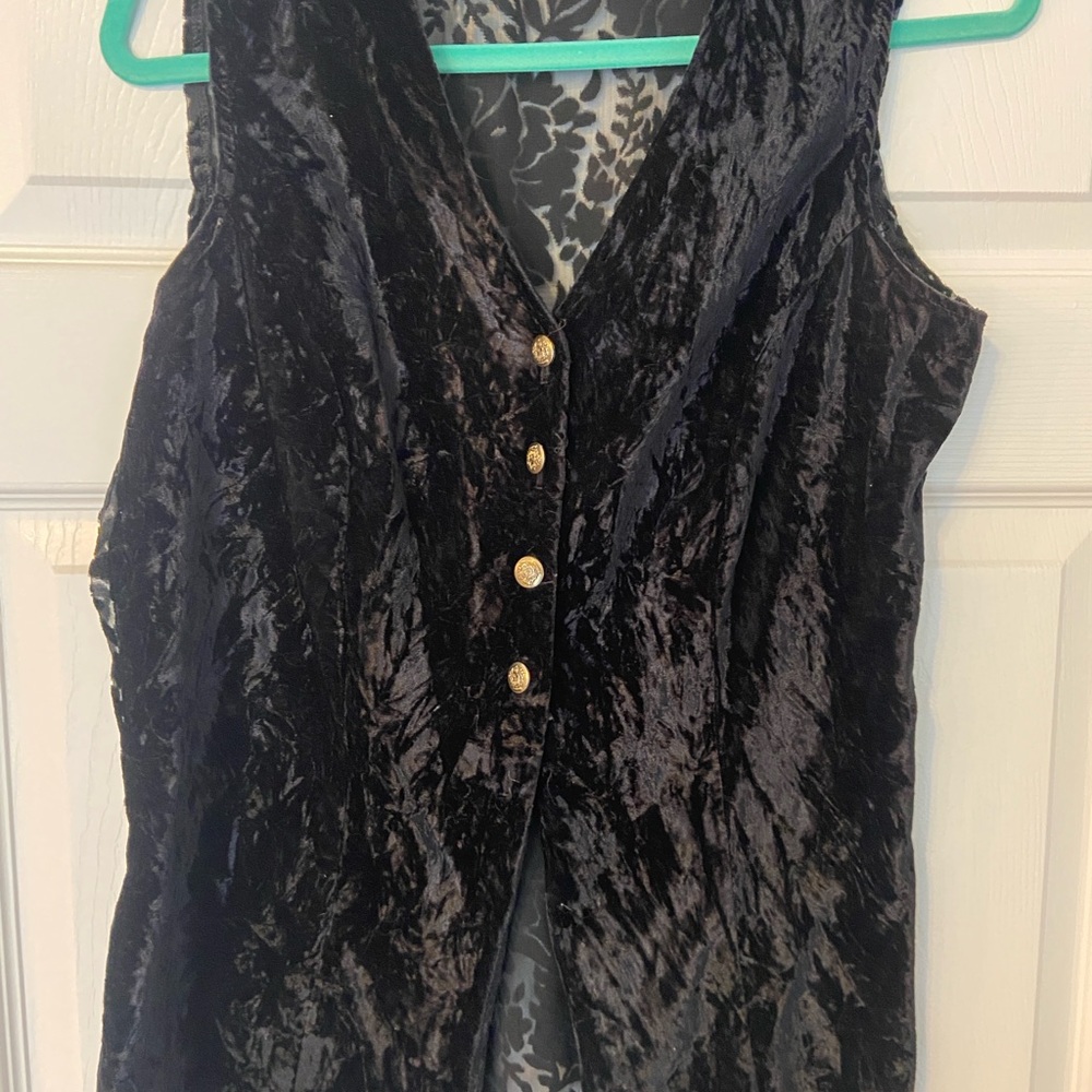 Gloria Lance vintage Black Velvet Sleeveless vest